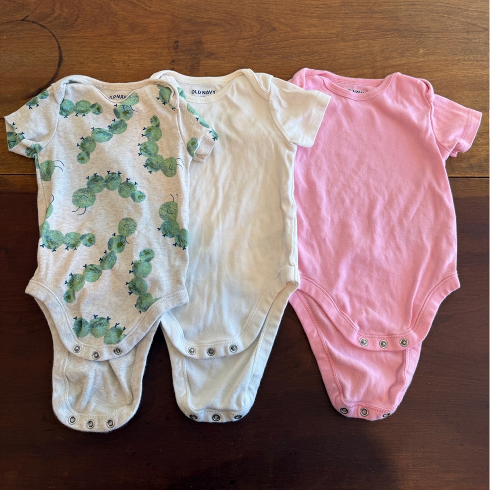 Old Navy Baby Bodysuit Trio - Pink, Cream, and Green